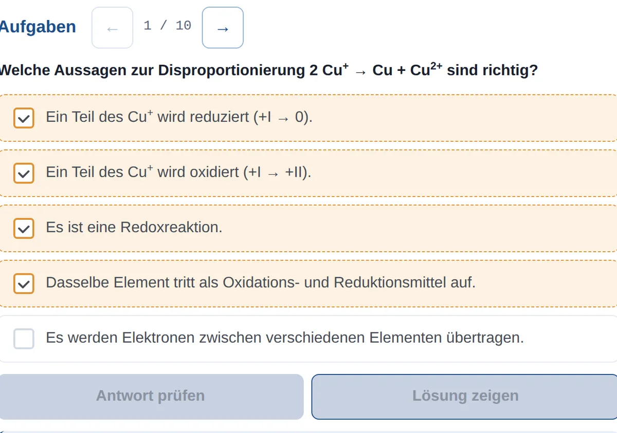Vorschau Oxidationszahl-Änderungen erkennen